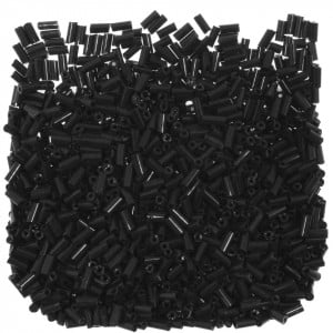 Margele nisip tubulare negru lucios 5x2mm 50g