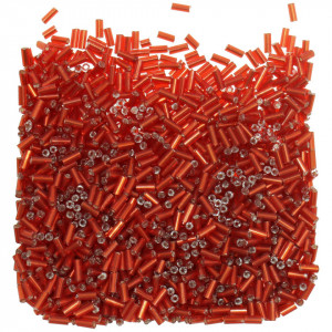Margele nisip tubulare rosu metalizat 5x2mm 50g