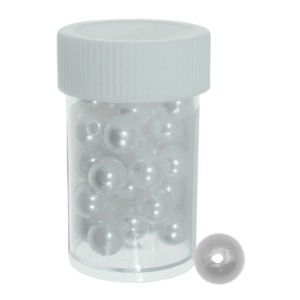 Margele plastic alb sidefat 8mm 7,5g/borcan
