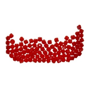 Margele sticla fatetata biconica rosu lucios 4x4mm 7g