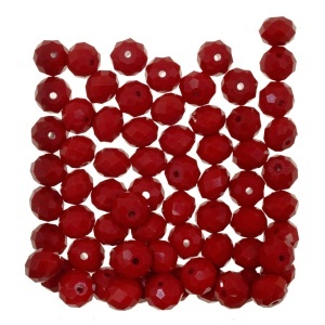 Margele sticla fatetata rondele rosu lucios 7x9mm 60g