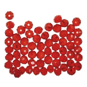 Margele sticla fatetata rondele rosu transparent 6x8mm 28g