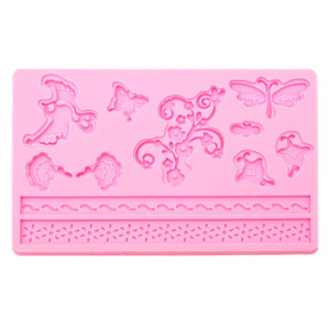 Matrita silicon flori si fluturi 20x12,6x0,8cm 841927 roz