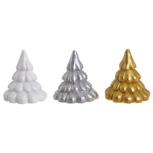 Miniatura brad ceramica alb/auriu/argintiu 4x3,5cm 3/set Canea RD24B-2827