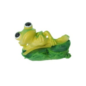Miniatura broasca pe frunza din rasina verde 2,2x3,4x2,5cm