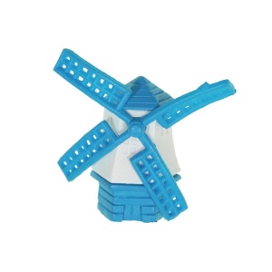 Miniatura moara de vant din plastic albastru/alb 1,8x3x4cm