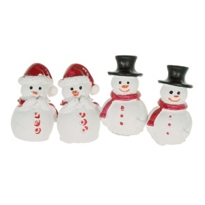 Miniatura om de zapada rasina alb cu rosu/negru 1,5x2,7cm 4/set