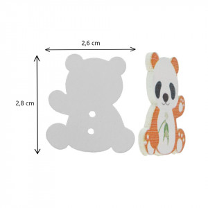 Nasture lemn multicolor urs panda 2,6x2,8cm 10/set - Img 2