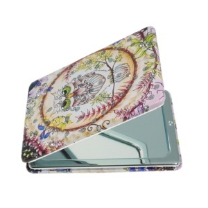 Oglinda de buzunar dubla model Bufnita-3 6x9cm crem/multicolor
