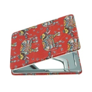 Oglinda de buzunar dubla model Elefanti-3 6x9cm rosu/multicolor
