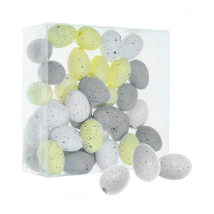 Ou plastic pestrit alb/galben/gri pastel 3cm 36/set Canea HHF-7020