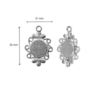 Pandantiv baza argintiu 21x30mm pentru cabochon rotund 12mm 5/set P17 - Img 2