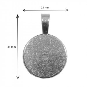 Pandantiv baza argintiu inchis 21x31mm pentru cabochon rotund 18mm 4/set P163 - Img 2