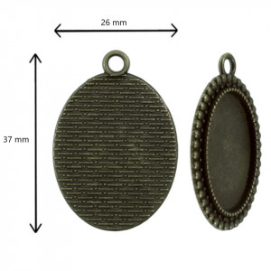 Pandantiv baza bronz 26x37mm pentru cabochon oval 18x25 mm 2/set P109 - Img 2