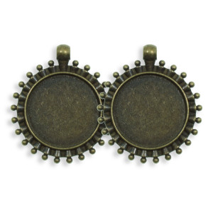 Pandantiv baza bronz 36x41mm pentru cabochon rotund 25mm 2/set P72