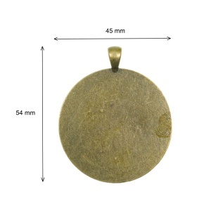 Pandantiv baza bronz 45x54mm pentru cabochon rotund 34,8mm P254 - Img 2