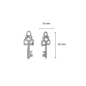 Pandantiv metalic argintiu cheita cu trifoi si strasuri 22x10mm 10/set - Img 2