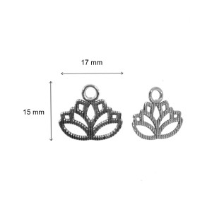 Pandantiv metalic argintiu floare de lotus 17x15mm 20/set - Img 2
