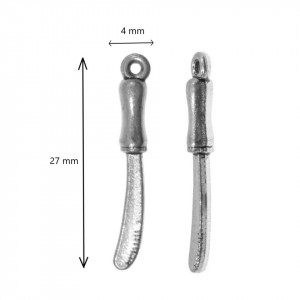 Pandantiv metalic argintiu inchis cutit 4x27mm 8/set - Img 2