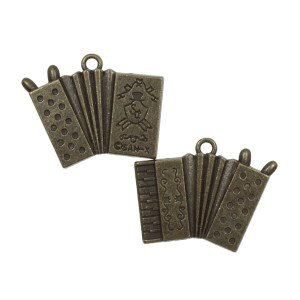 Pandantiv metalic bronz acordeon 33x25mm 2/set