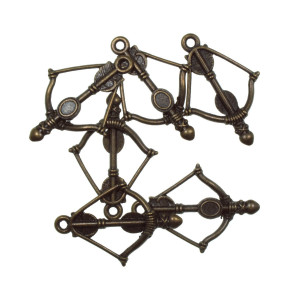 Pandantiv metalic bronz arc cu sageata 25x35mm 6/set