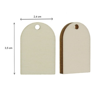Pandantiv placaj natur model dreptunghiular arcuit cu gaura 2,4x3,5cm 5/set - Img 2