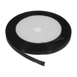 Panglica satinata neagra 6mm x 21m/rola