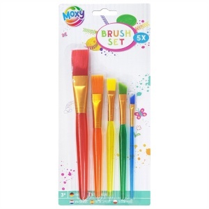 Pensula sintetica marimi diverse coada scurta multicolor 5/set Moxy GRX 100001