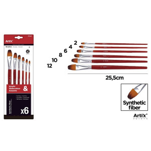 Pensula sintetica varf limba de pisica coada scurta 6/set Artix 2-4-6-8-10-12 PP225 - Img 2