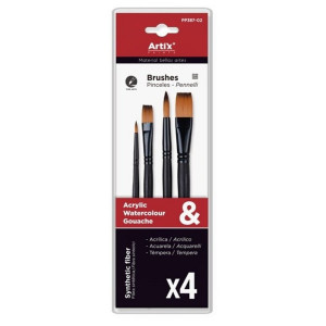 Pensula sintetica varf rotund/drept coada scurta 4/set Artix 6-10-12-16 PP387-02