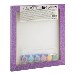 Pictura pe numere cu 6 culori si 2 pensule 25x25x1,6cm Broasca testoasa mov cu sclipici Creative Craft 150116 - Img 2