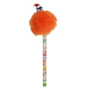 Pix gel cu stergere mina albastra 0,5mm capac pompon portocaliu MP CH57031