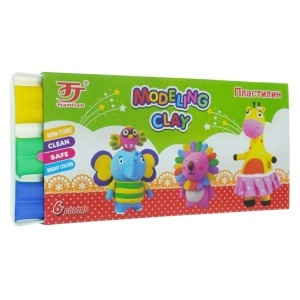 Plastilina 6 culori/set cutit + tavita plastic 200g Tiantian 6606