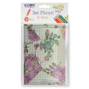 Plic hartie imprimat model floral 10 16x11cm 5/set 079067/068/069/072