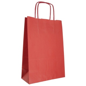Punga hartie craft rosie interior alb maner rasucit 22x10x31cm Colorarte P2933
