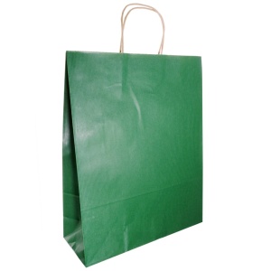 Punga hartie craft verde inchis interior natur maner rasucit 32x12x41cm Colorarte P2939