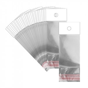 Punga transparenta cu clapeta adeziva si agatatoare 4x5/8cm 500/set