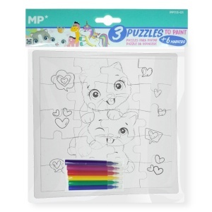 Puzzle carton predesenat - Pisici - 21x21cm + 6 carioci 20 piese MP PP113-01