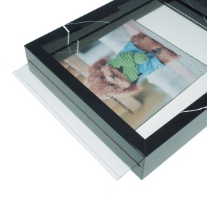 Rama foto lemn cu poza 14x17,5cm dimensiune totala 16,5x20x3,5cm negru/alb 088532 - Img 2