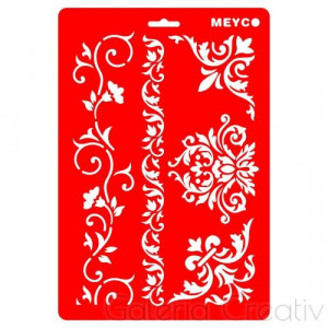 Sablon plastic alb/rosu colt si borduri A4 Meyco 66032
