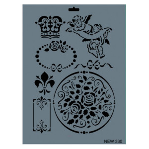Sablon plastic Decor flori si ingeri 25x35cm Rich NEW 330
