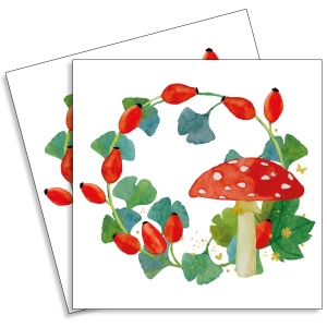 Servetel Coronita macese, frunze si ciuperca33x33cm 2/set 133002840