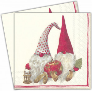 Servetel Gnomi pe bancuta 33x33cm 2/set L743010
