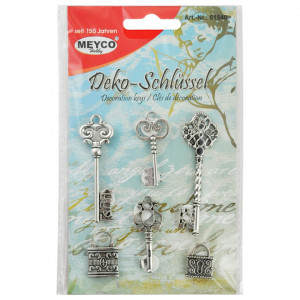 Set pandantive 4 chei + 2 lacate vintage argintiu Meyco 61540