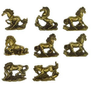 Statueta Feng Shui din rasina Cal 6-7cm 8/set posturi diferite auriu - Img 2