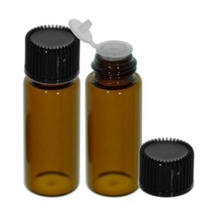 Sticluta maro cu picurator si capac plastic negru 6ml 2/set STS-PIC-5amb