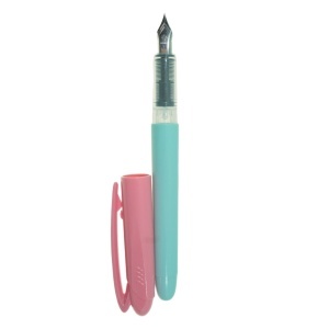 Stilou plastic cu 1 rezerva Colorarte albastru deschis capac roz S2043
