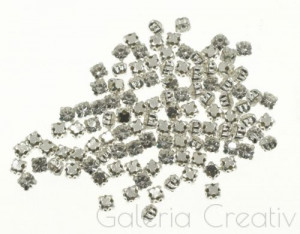 Stras argintiu pentru cusut 3mm 6g (134buc)