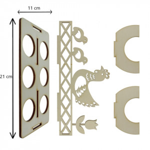 Suport placaj pentru 6 oua cu gaina si pui 21x11cm - Img 2