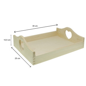 Tava lemn dreptunghiulara maner inima decupata 35x25x10,5cm TC774S - Img 2